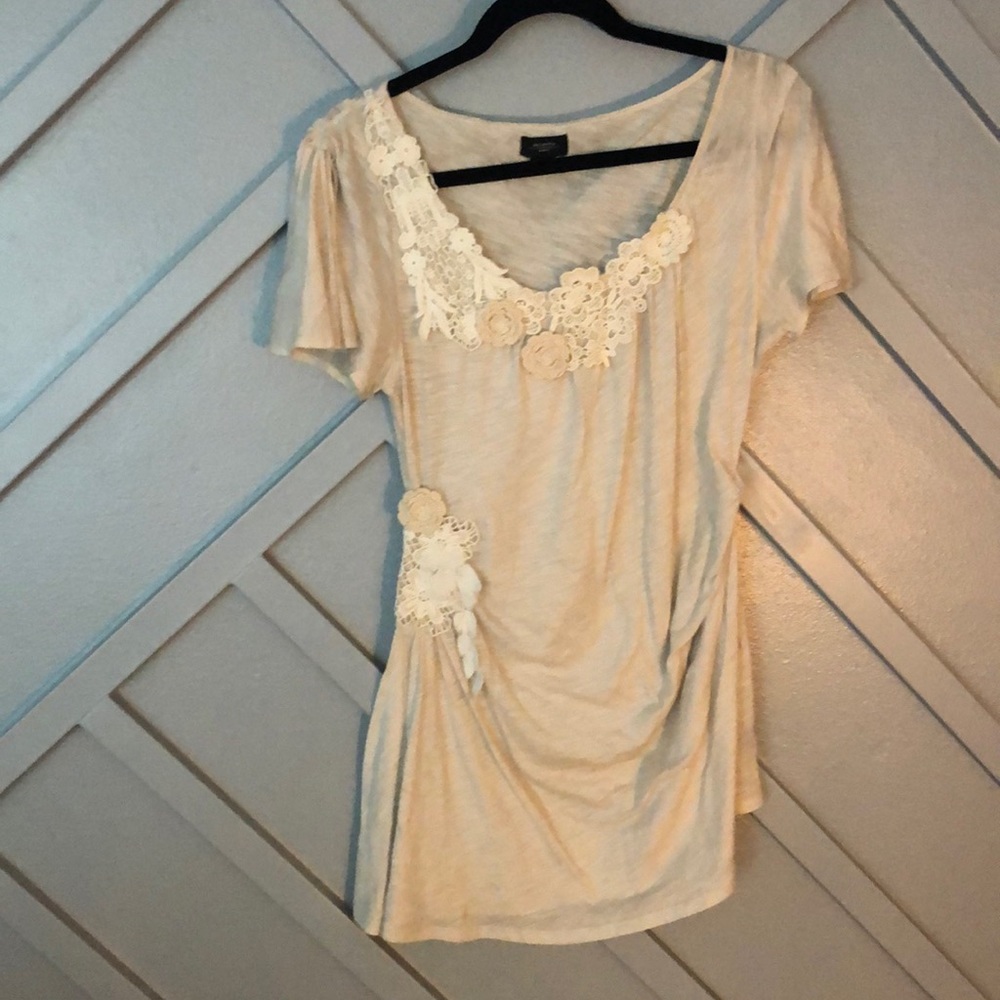 Anthropologie Deletta Cream with Crochet Blouse